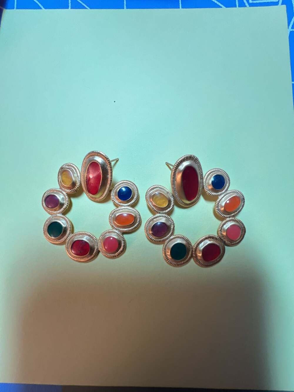 Vintage Anne Klein Byzantine Hoop Earrings Jewels of India Modernist Pierced